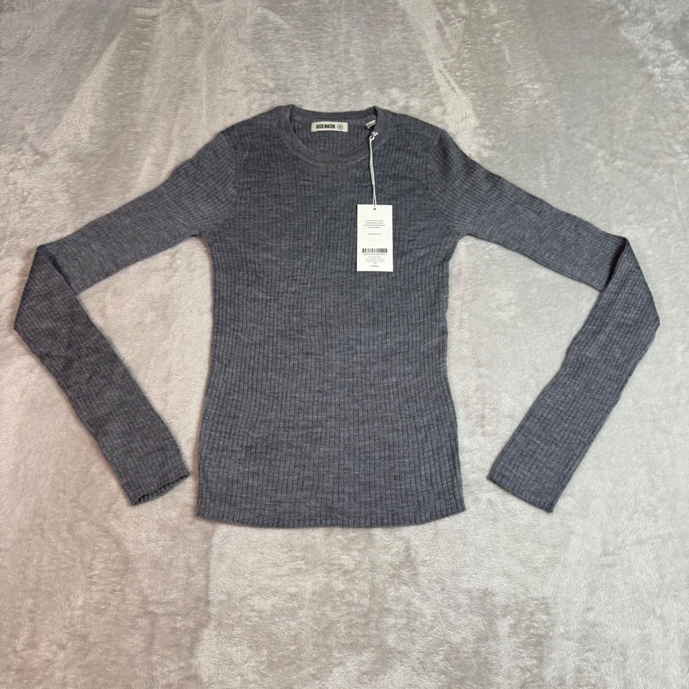 NWT Buck Mason Womens Featherweight Silk Cashmere Long Sleeve Crew XS Gray
